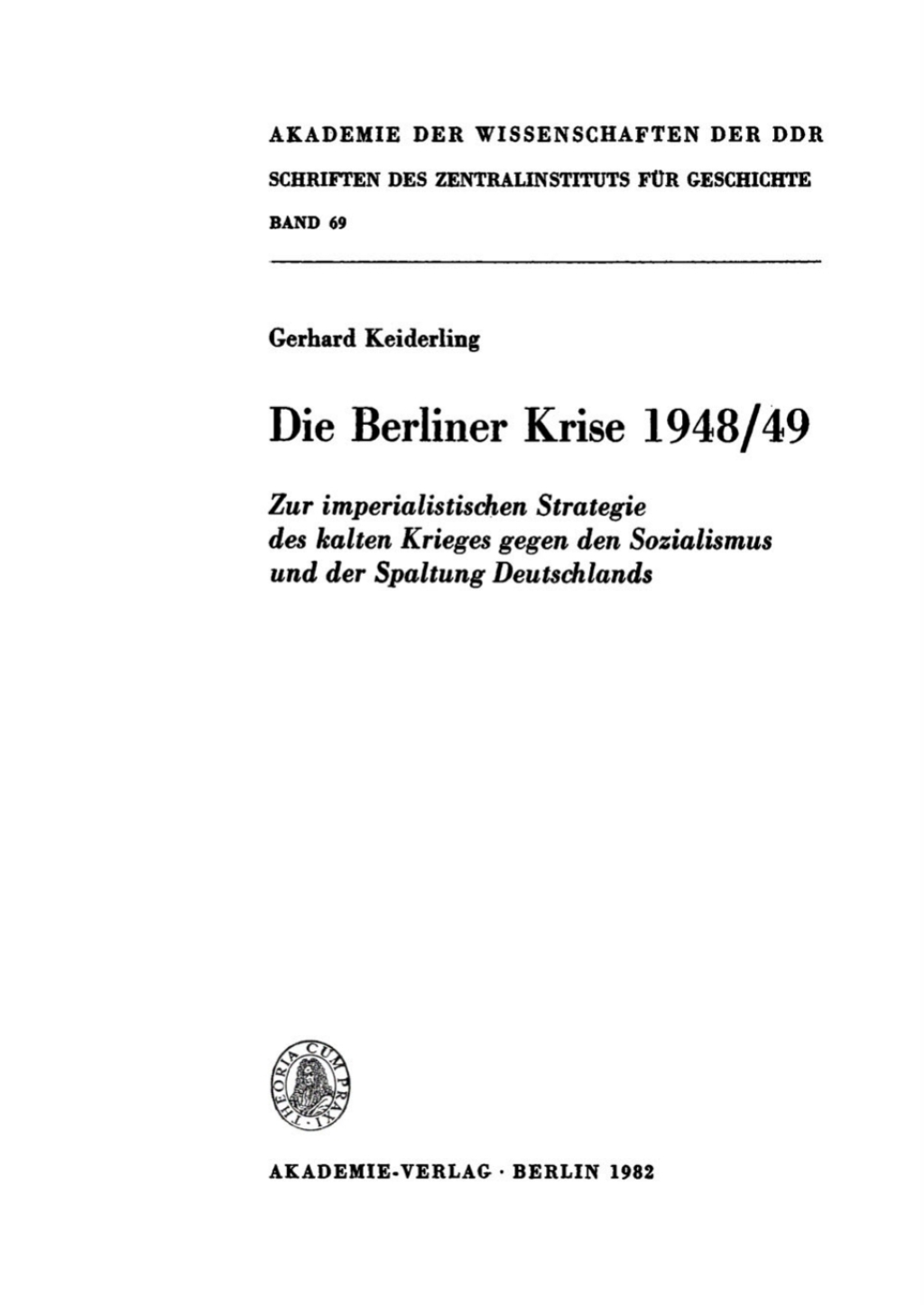 Page Fidelity Die Berliner Krise 1948/49; $174.26