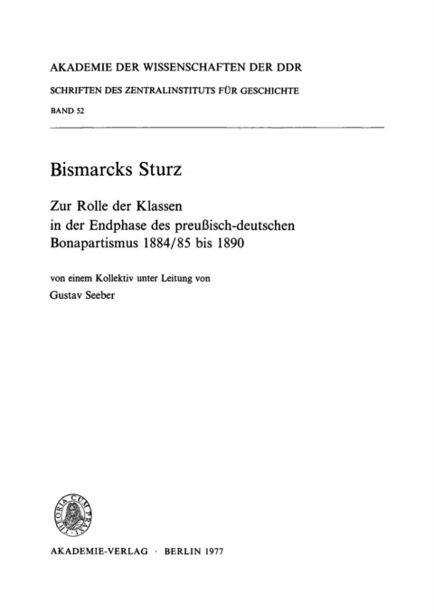 Cover image for book Bismarcks Sturz