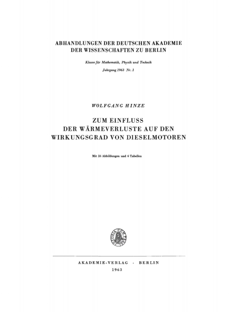 Cover image for book Zum Einfluss der Wärmeverluste auf den Wirkungsgrad von Dieselmotoren