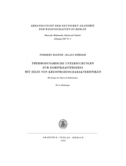 Cover image for book Thermodynamische Untersuchungen zum Dampfkraftprozess mit Hilfe von Kreisprozesscharakteristiken