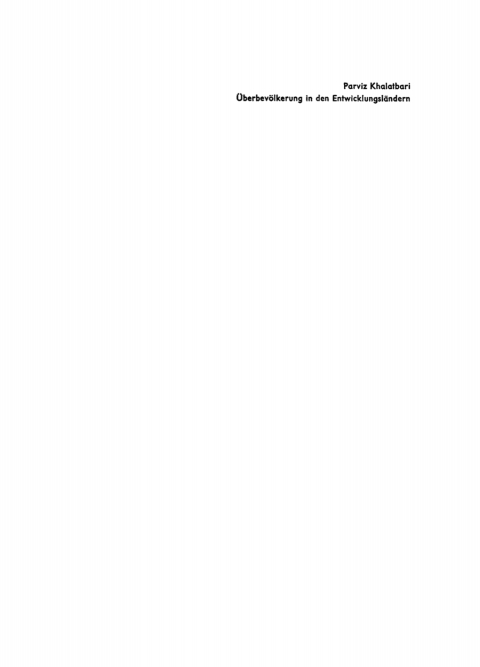 Cover image for book Überbevölkerung in den Entwicklungsländern