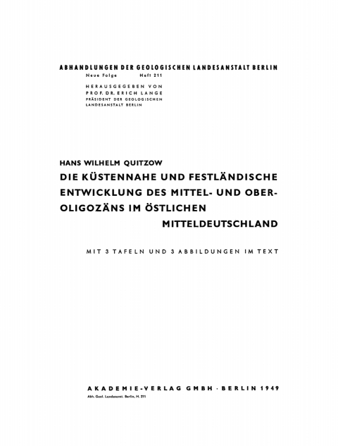Die KÃ¼stennahe und festlÃ¤ndische Entwicklung des Mittel- und OberoligozÃ¤ns im Ã¶stlichen Mitteldeutschland 