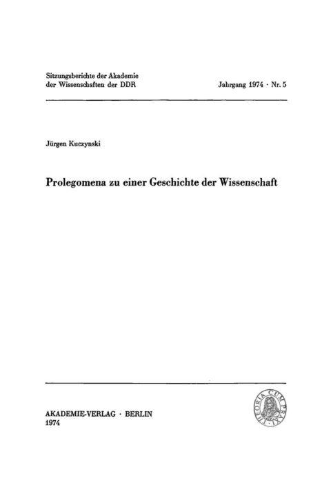 Cover image for book Prolegomena zu einer Geschichte der Wissenschaft