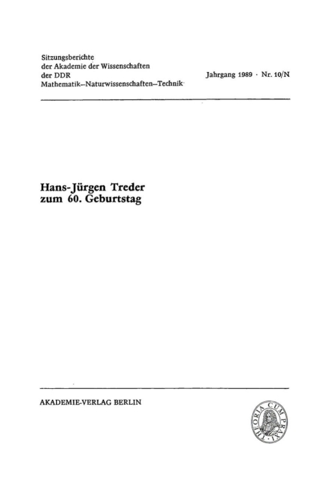 Cover image for book Hans-Jürgen Treder zum 60. Geburtstag