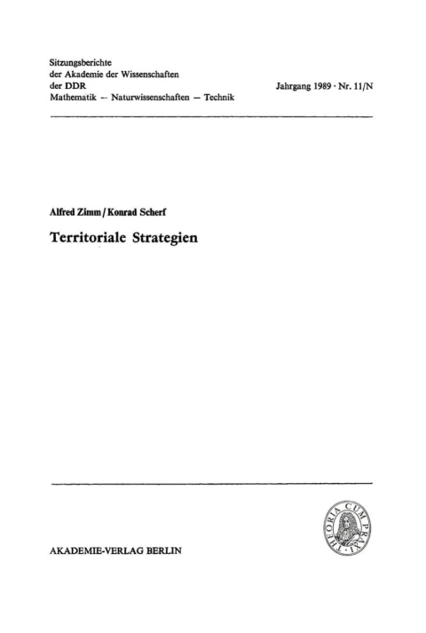 Cover image for book Territoriale Strategien