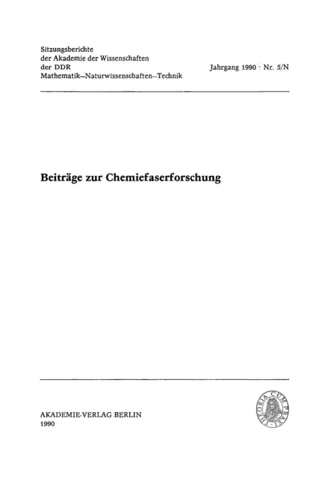 Cover image for book Beiträge zur Chemiefaserforschung