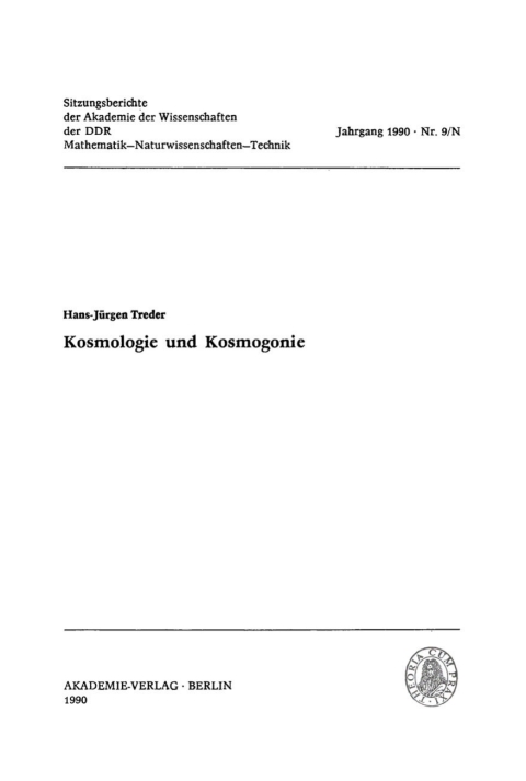 Cover image for book Kosmologie und Kosmogonie