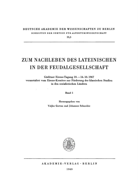 Cover image for book Zum Nachleben des lateinischen in der Feudalgesellschaft