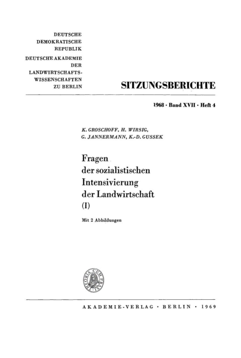 Cover image for book Fragen der sozialistischen Intensivierung der Landwirtschaft (I)