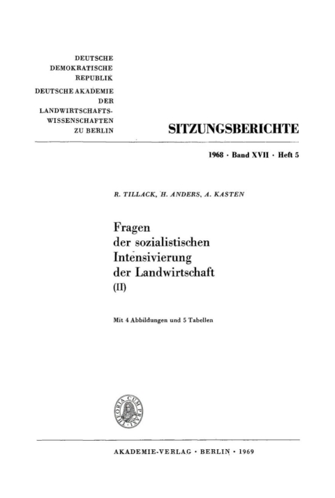 Cover image for book Fragen der sozialistischen Intensivierung der Landwirtschaft (II)