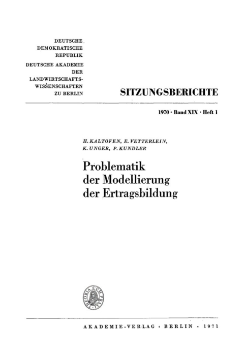 Cover image for book Problematik der Modellierung der Ertragsbildung