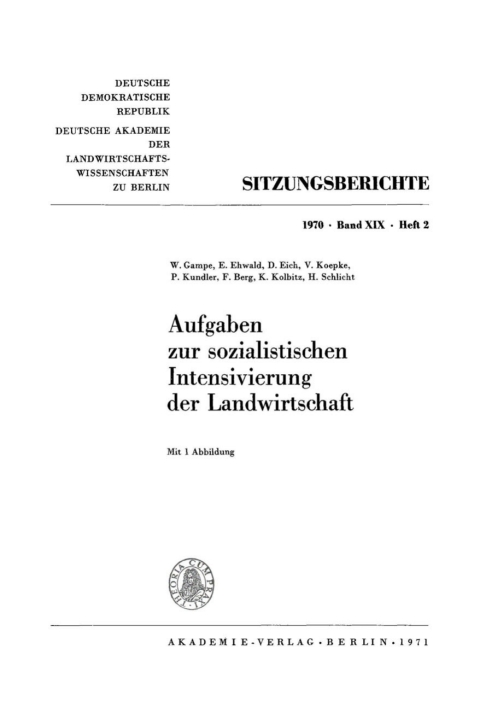 Cover image for book Aufgaben zur sozialistischen Intensivierung der Landwirtschaft