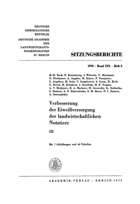 Cover image for book Verbesserung der Eiweißversorgung der landwirtschaftlichen Nutztiere. Teil 3