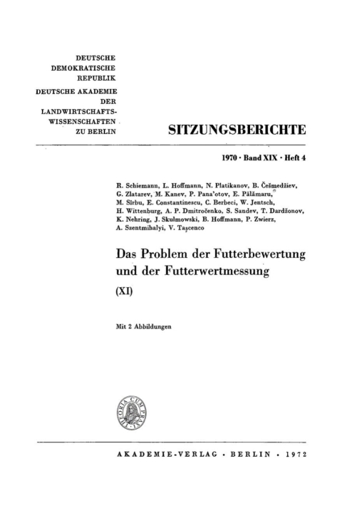 Cover image for book Das Problem der Futterbewertung und der Futterwertmessung. XI.