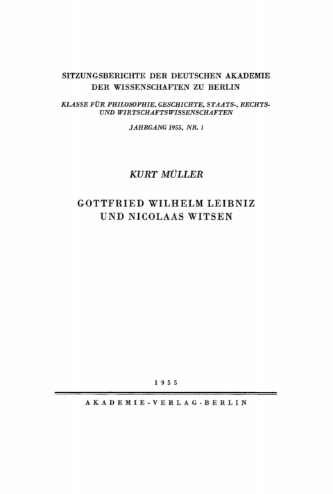 Cover image for book Gottfried Wilhelm Leibniz und Nicolaas Witsen