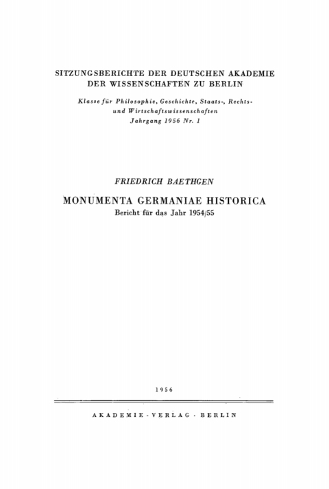 Cover image for book Monumenta Germaniae Historica: Bericht für das Jahr 1954/55