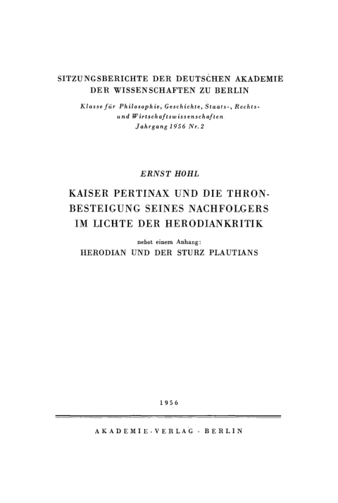 Cover image for book Kaiser Pertinax und die Thronbesteigung seines Nachfolgers im Lichte der Herodiankritik