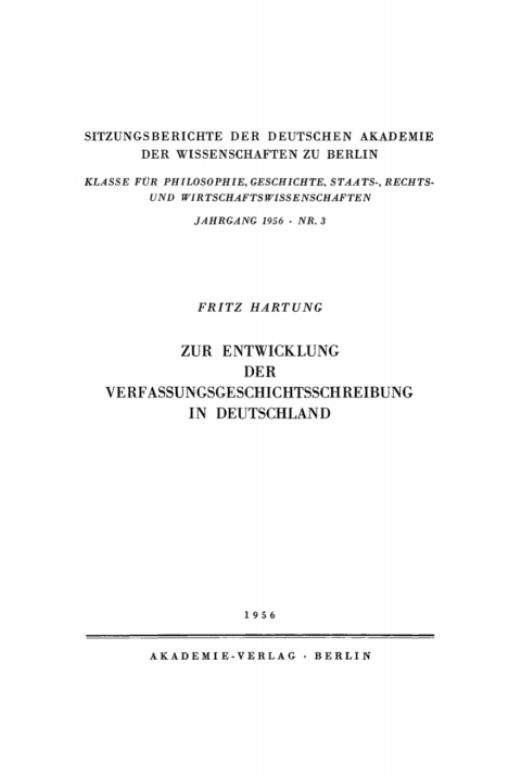 Cover image for book Zur Entwicklung der Verfassungsgeschichtsschreibung in Deutschland