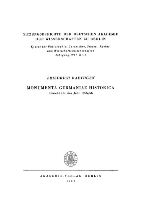 Cover image for book Monumenta Germaniae Historica: Bericht für das Jahr 1955/56