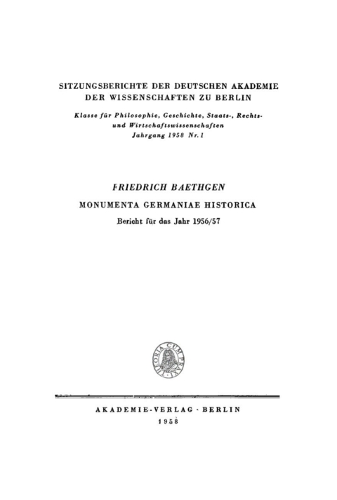 Cover image for book Monumenta Germaniae Historica: Bericht für das Jahr 1956/57