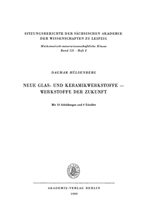 Cover image for book Neue Glas- und Keramikwerkstoffe – Werkstoffe der Zukunft