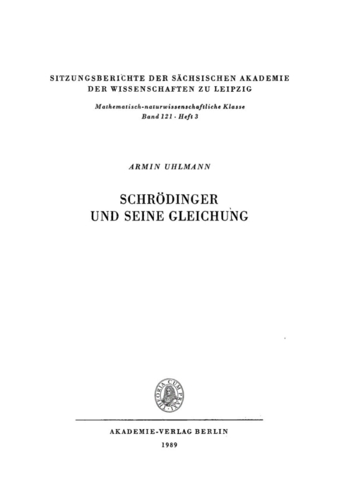 Cover image for book Schrödinger und seine Gleichung