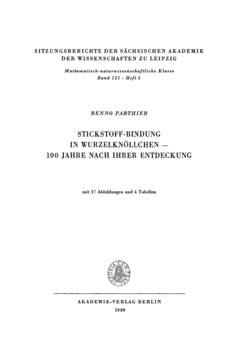 Cover image for book Stickstoff-Bindung in Wurzelknöllchen – 100 Jahre nach ihrer Entdeckung