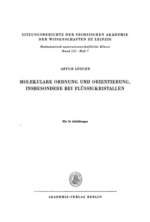 Cover image for book Molekulare Ordnung und Orientierung, insbesondere bei Flüssigkristallen