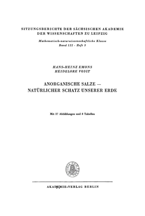 Cover image for book Anorganische Salze – Natürlicher Schatz unserer Erde