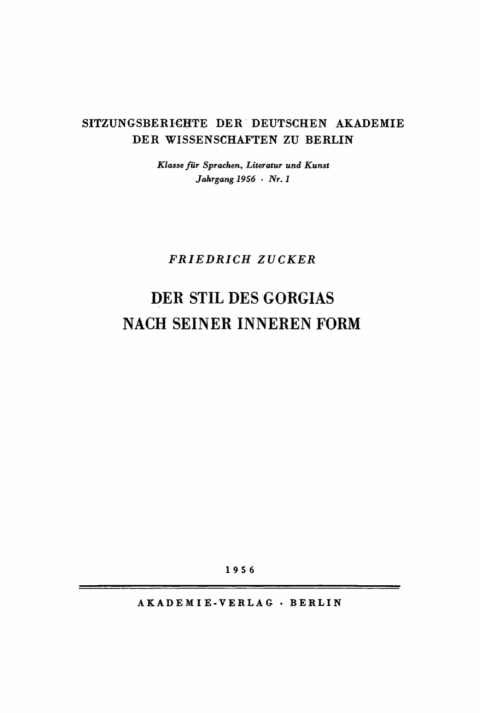Cover image for book Der Stil des Gorgias nach seiner inneren Form