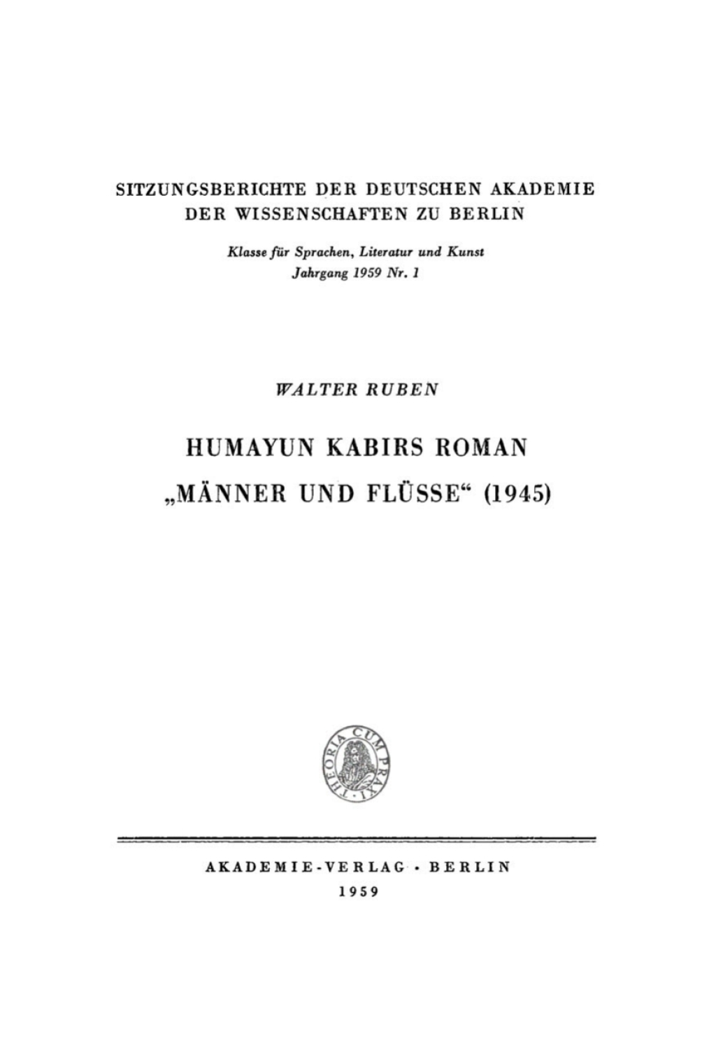 Page Fidelity Humayun Kabirs Roman „Männer und Flüsse“; $174.26