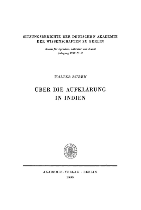 Cover image for book Über die Aufklärung in Indien