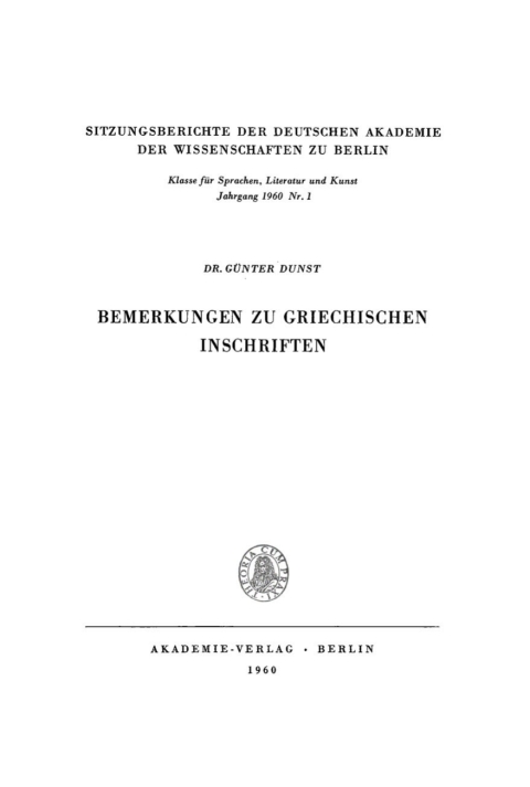 Cover image for book Bemerkungen zu griechischen Inschriften