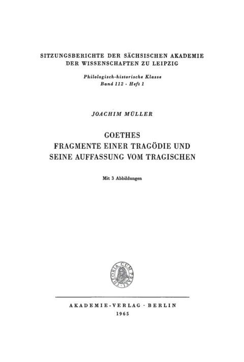 Cover image for book Goethes-Fragmente einer Tragödie und seine Auffassung vom Tragischen