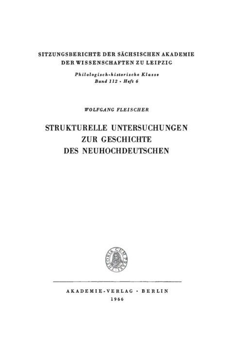 Cover image for book Strukturelle Untersuchungen zur Geschichte des Neuhochdeutschen