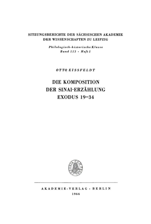 Cover image for book Die Komposition der Sinai-Erzählung Exodus 19–34
