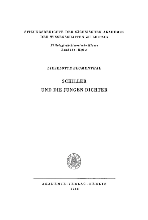 Cover image for book Schiller und die Jungen Dichter