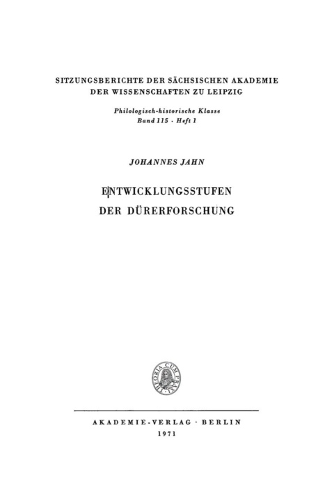 Cover image for book Entwicklungsstufen der Dürerforschung