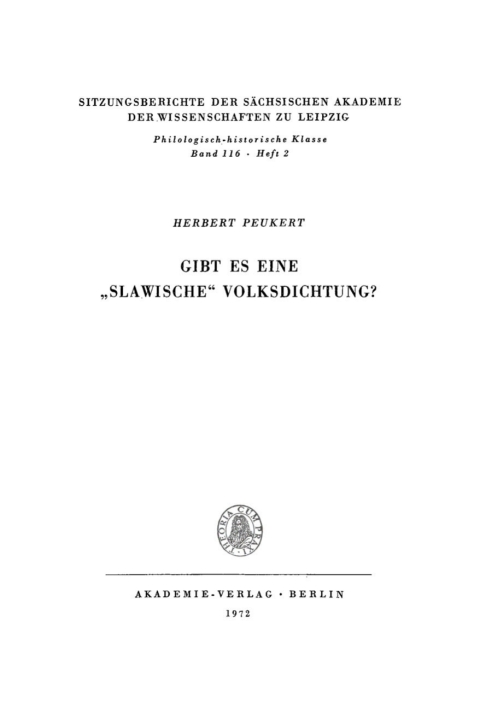 Cover image for book Gibt es eine „Slawische” Volksdichtung?