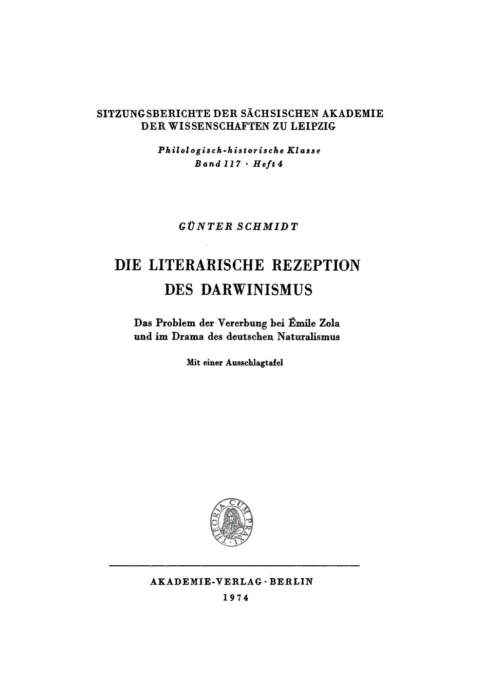Cover image for book Die literarische Rezeption des Darwinismus