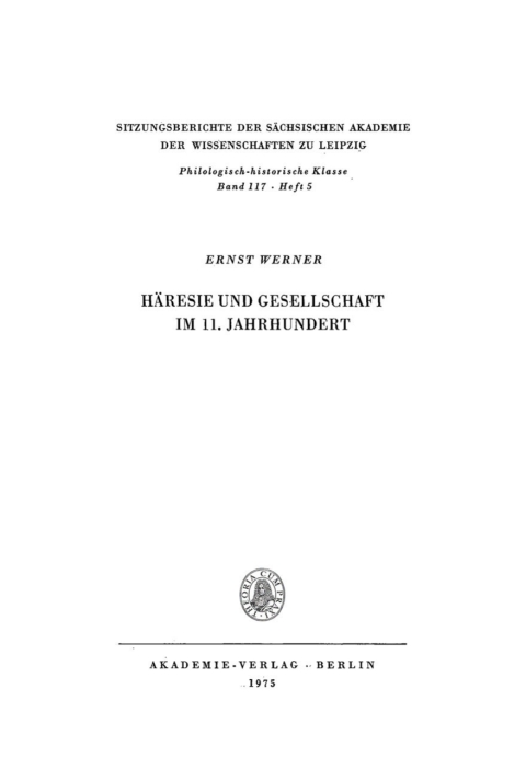 Cover image for book Häresie und Gesellschaft im 11. Jahrhundert