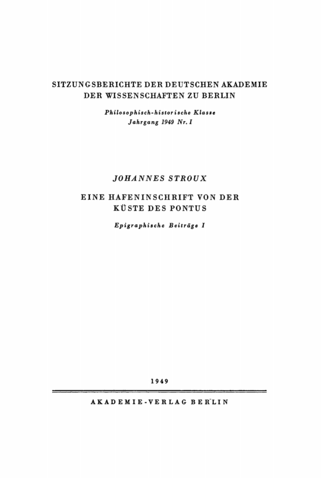 Page Fidelity Eine Hafeninschrift von der Küste des Pontus; $174.26