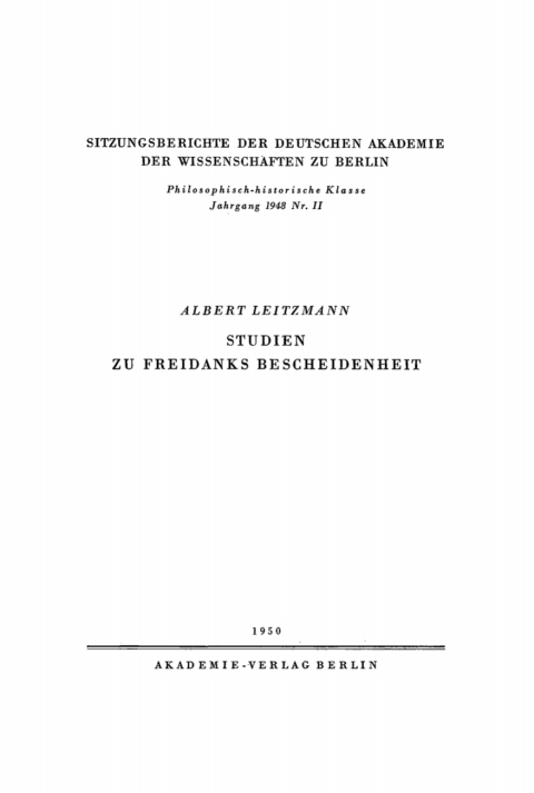 Cover image for book Studien zu Freidanks Bescheidenheit