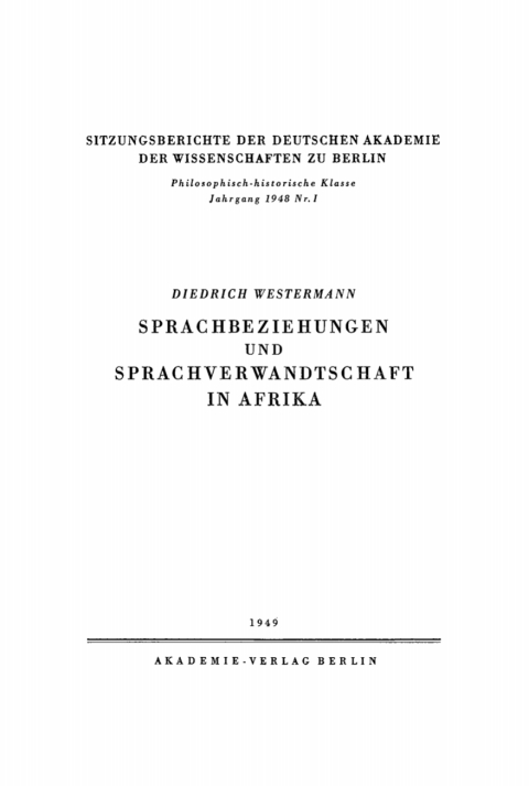 Cover image for book Sprachbeziehungen und Sprachverwandtschaft in Afrika