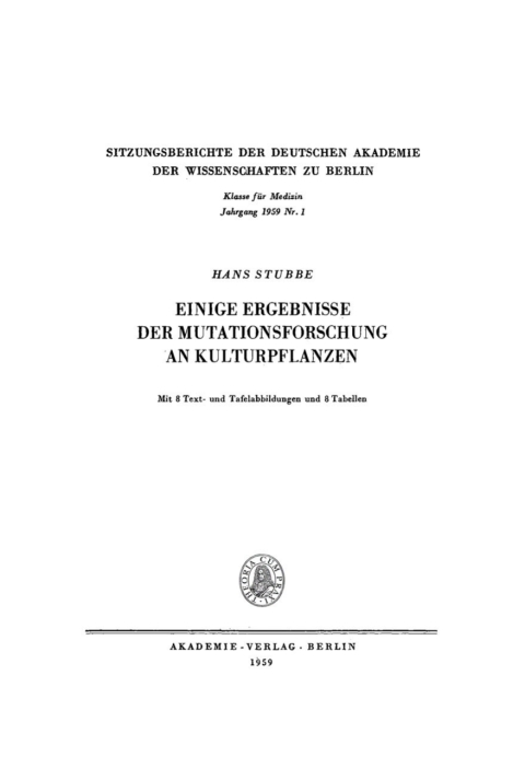 Cover image for book Einige Ergebnisse der Mutationsforschung an Kulturpflanzen
