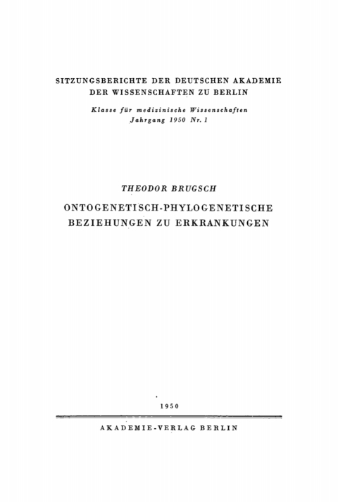 Cover image for book Ontogenetisch-phylogenetische Beziehungen zu Erkrankungen