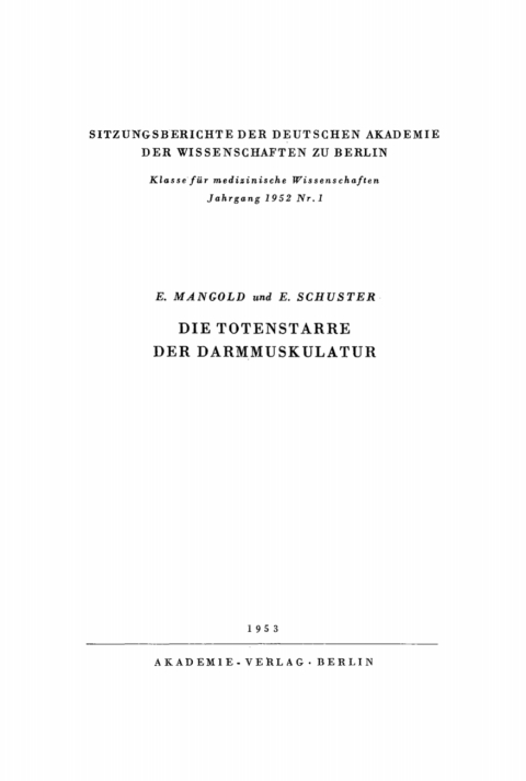 Cover image for book Die Totenstarre der Darmmuskulatur