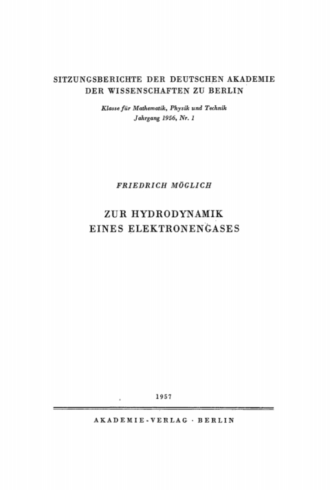 Cover image for book Zur Hydrodynamik eines Elektronengases