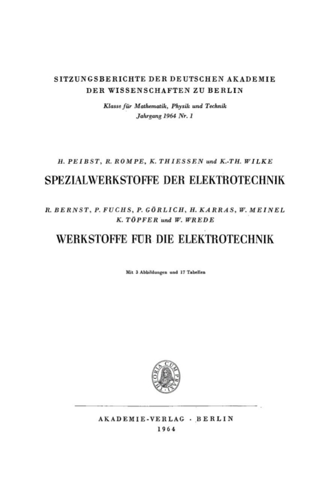 Cover image for book Spezialwerkstoffe der Elektrotechnik