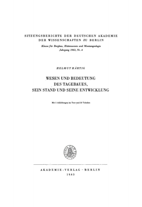 Cover image for book Wesen und Bedeutung des Tagebaues, sein Stand und seine Entwicklung